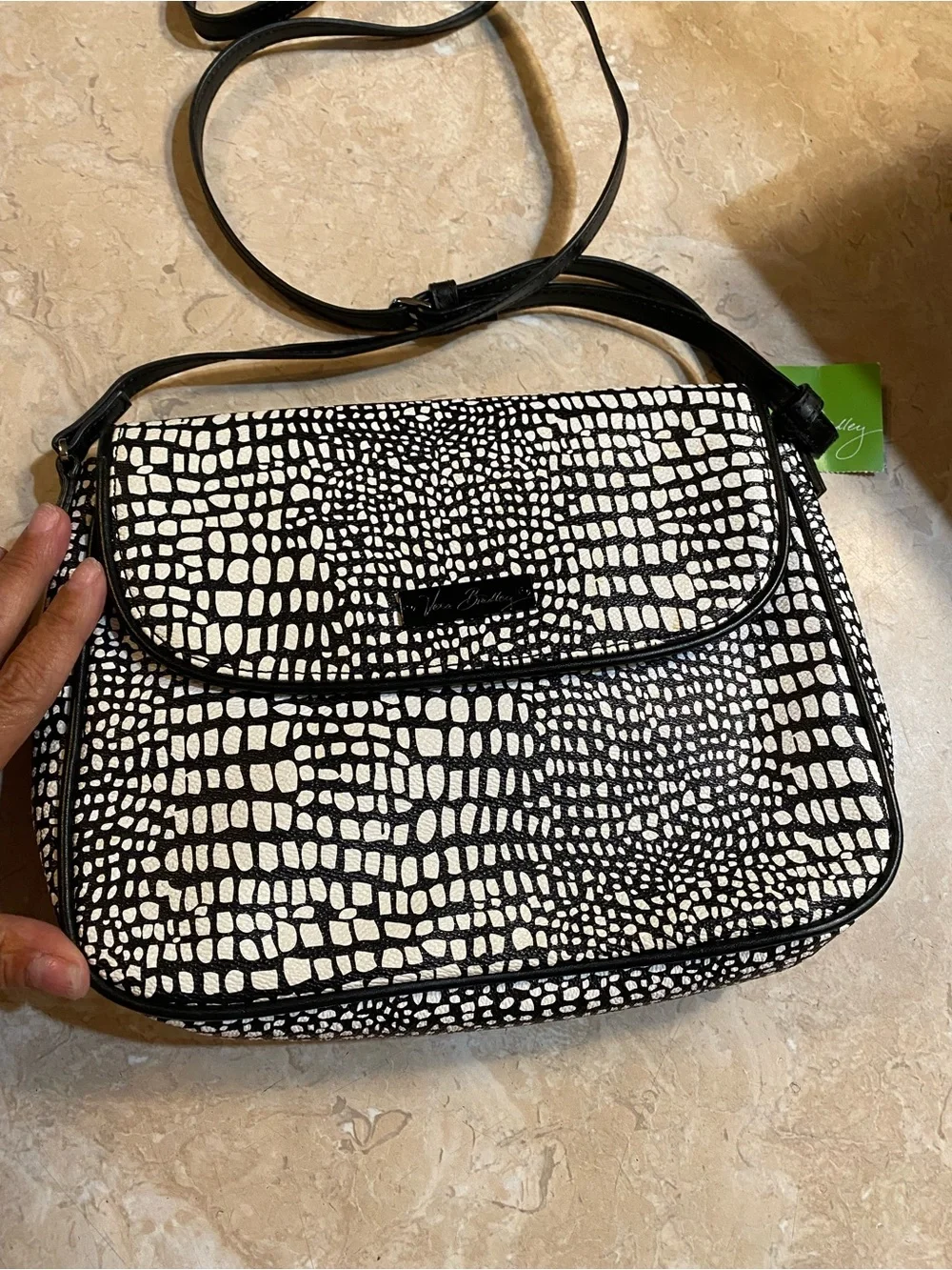 Vera Bradley Black & White Croc-Print Crossbody